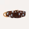 DOGGUO Dot Hundehalsband mit Polka Dots in Braun und Blau