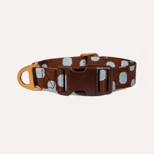 DOGGUO Dot Hundehalsband mit Polka Dots in Braun und Blau
