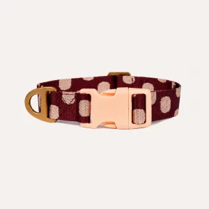 DOGGUO Hundehalsband mit Punkten in Bordeaux und Peach