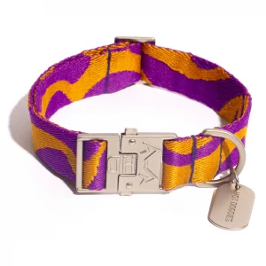 Hot Doggies Hundehalsband Bonny Plum in Lila und Senfgelb