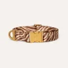 DOGGUO Zebra Hundehalsband in Braun und Beige