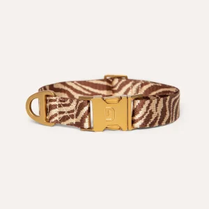 DOGGUO Zebra Hundehalsband in Braun und Beige