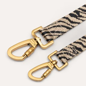 Gewebtes Zebra-Muster und Karabiner der DOGGUO Hundeleine in Beige und Schwarz