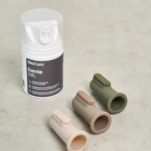 Zahnpflege Set mit Dente Zahngel und Zahnputzfingerlinen in Sage, Chai und Greige