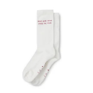 Lieblingspfote Socken DOGS AND WINE MAKE ME FINE Off White